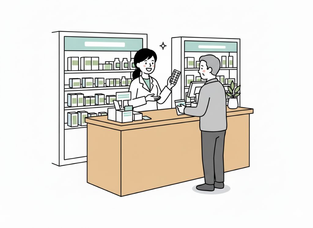 薬局で患者対応をする薬剤師